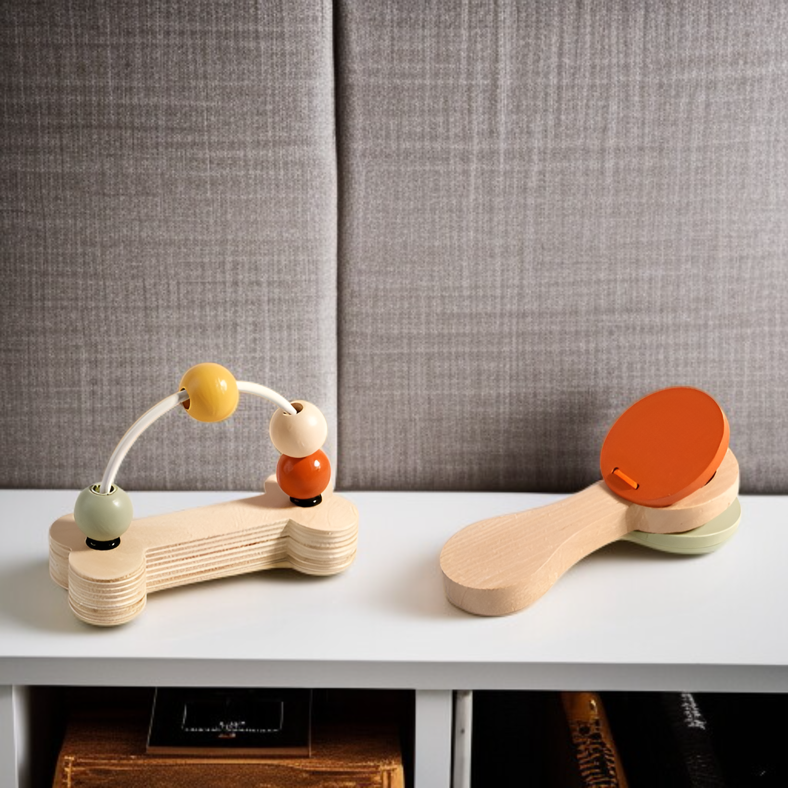 신생아 감각발달 원목 딸랑이, 몬테소리 음악교육 악기, 아기 손근육 발달 장난감