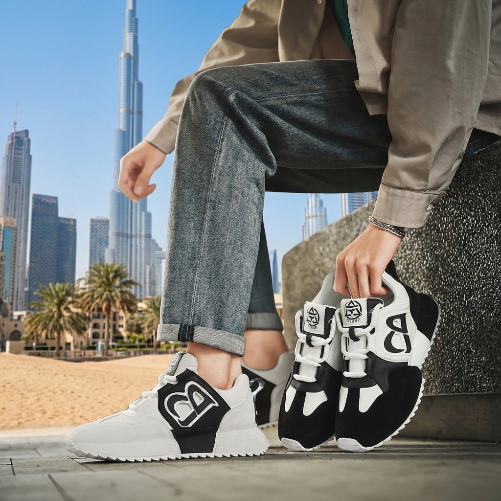 حذاء سنيكرز خفيف الوزن ذو نعل داخلي ناعم مرن سميك لزيادة الطول بصريا