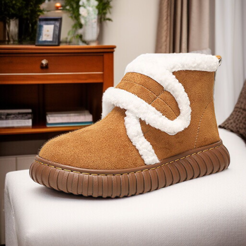 여성 면화 여성 융털에 두꺼운 모피 일체형 스노우 부츠 따뜻한 겨울 스키 부츠