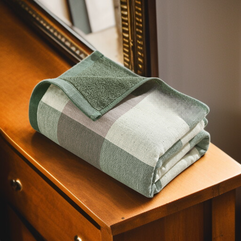 일본식 미니멀 체크무늬 타월