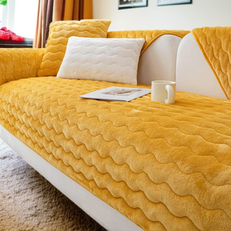 겨울 소파 커버 미끄럼 방지 두꺼운 보풀 대두 섬유 소파 커버 커버