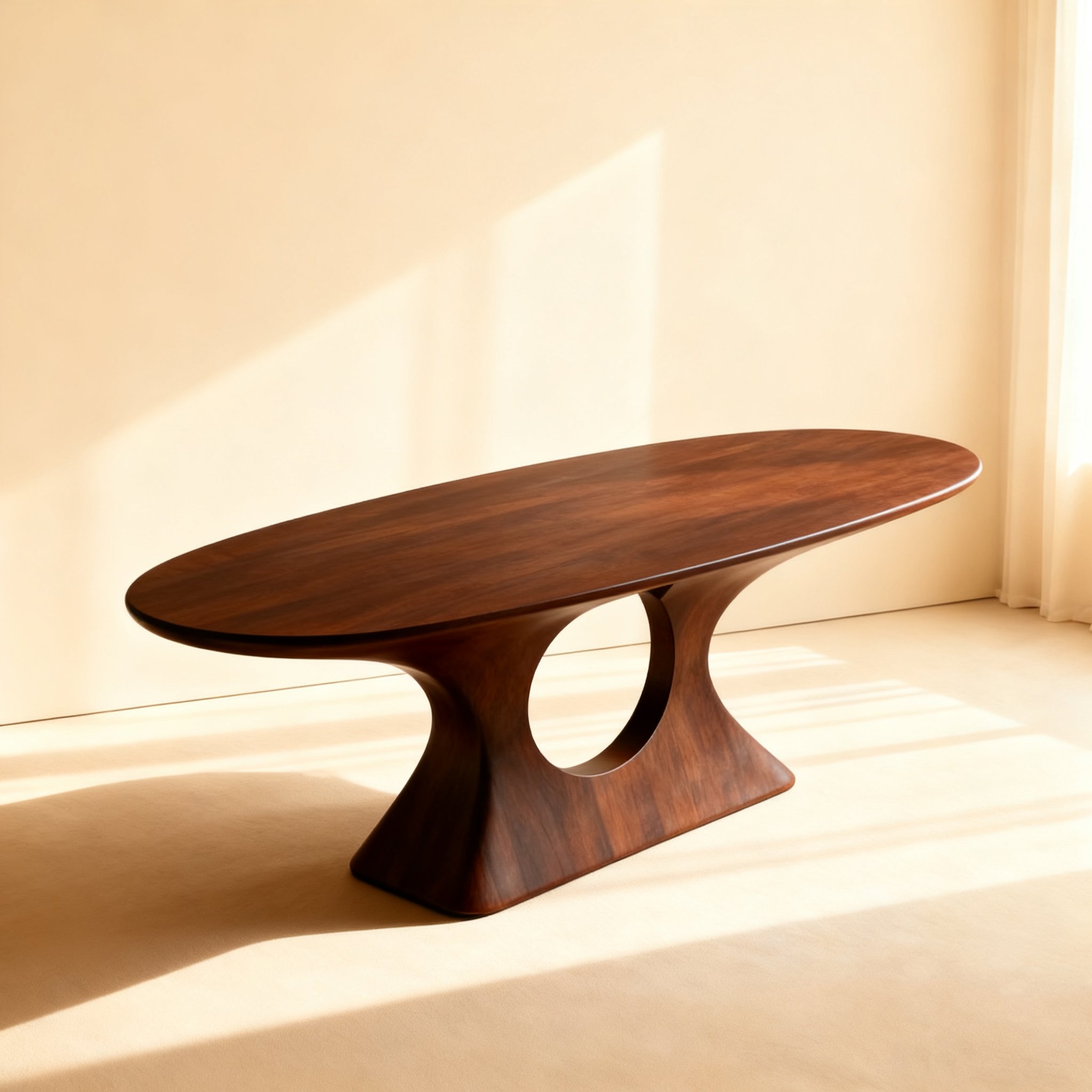 천연 원목 오벌형 식탁