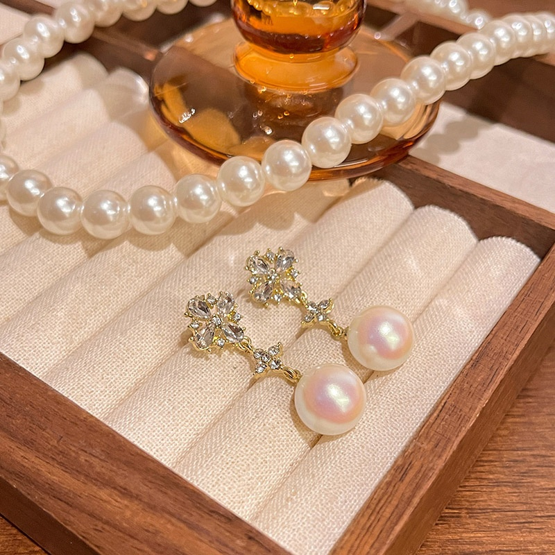 雪花珍珠高級感耳環