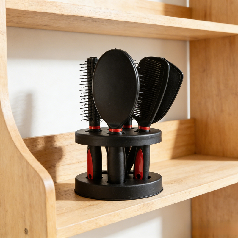 طقم فرشاة وسادة ومرآة متعدد الوظائف للرجال والنساء في المنزل، أدوات تصفيف الشعر مع قاعدة