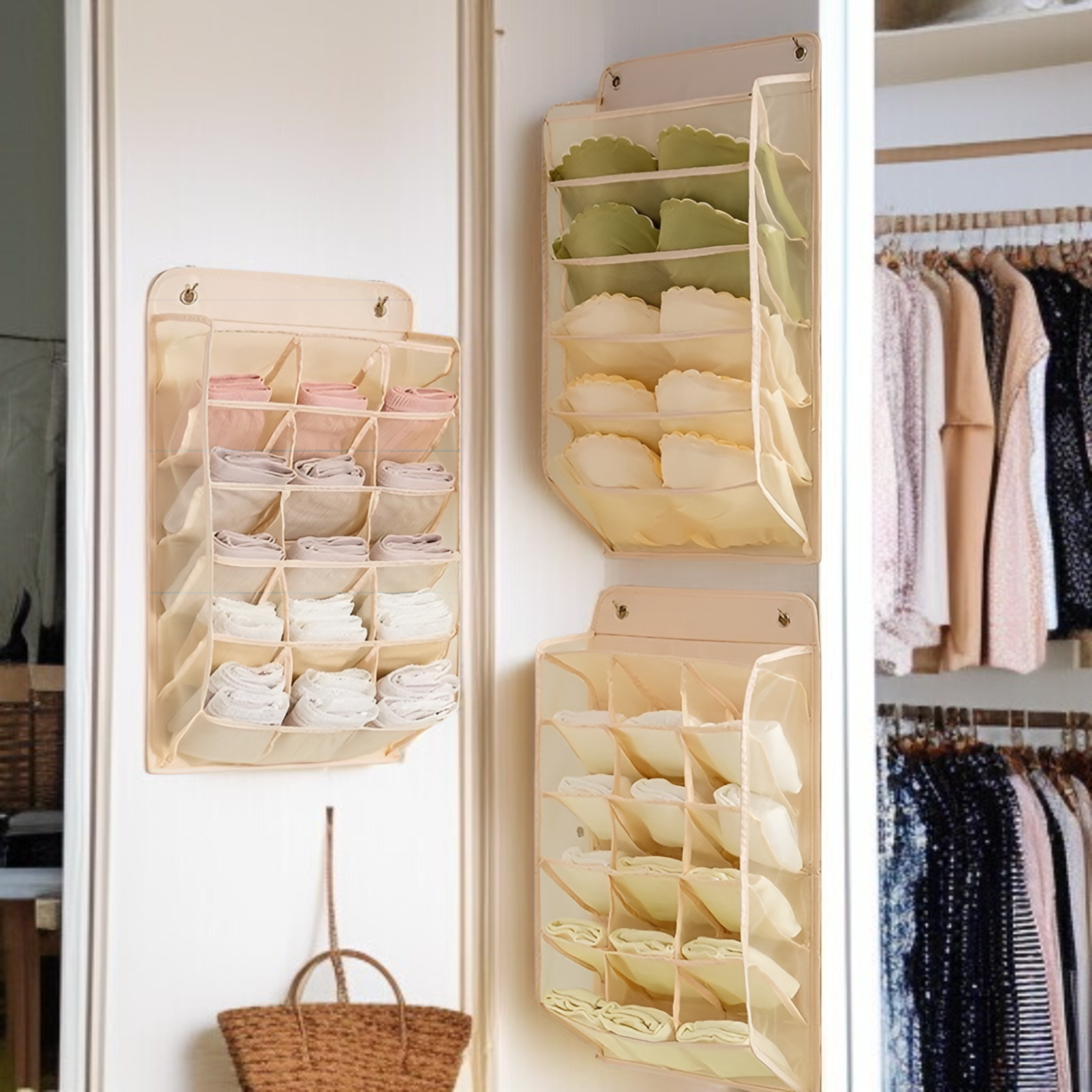 下着収納吊り下げバッグドア背面壁掛け寮ワードローブブラジャー下着靴下収納バッグボックスラックアーティファクトホーム