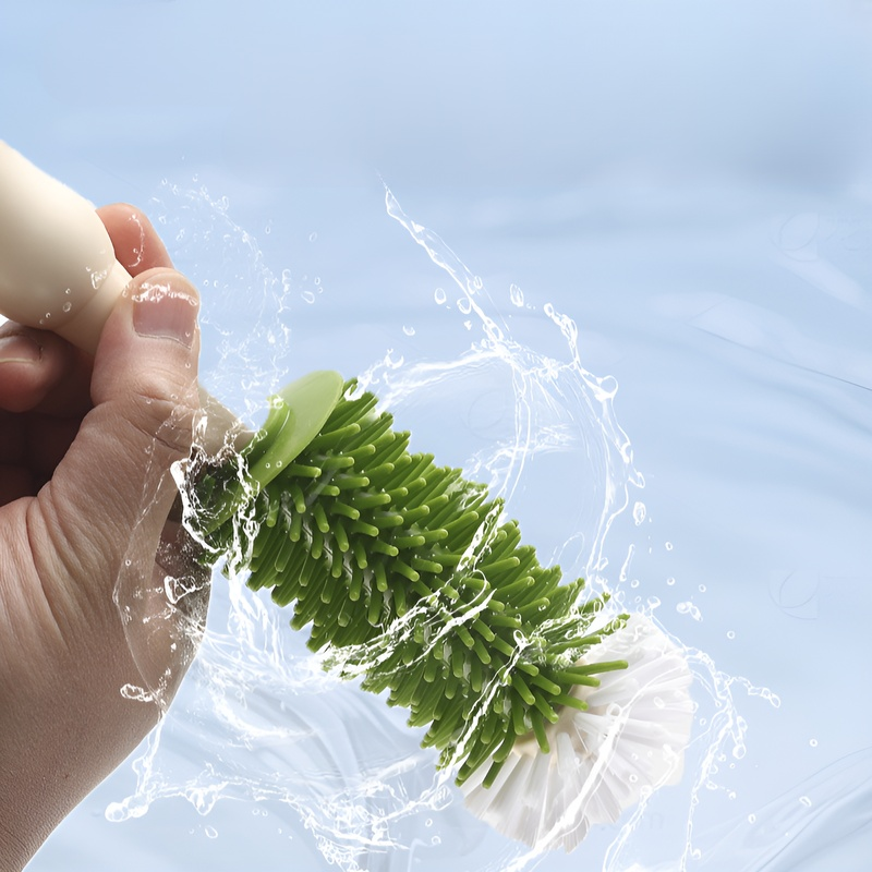 New Liquid Storage Bottle Brush – Gap Cleaning Long Handle Silicone & Nylon Brush Set