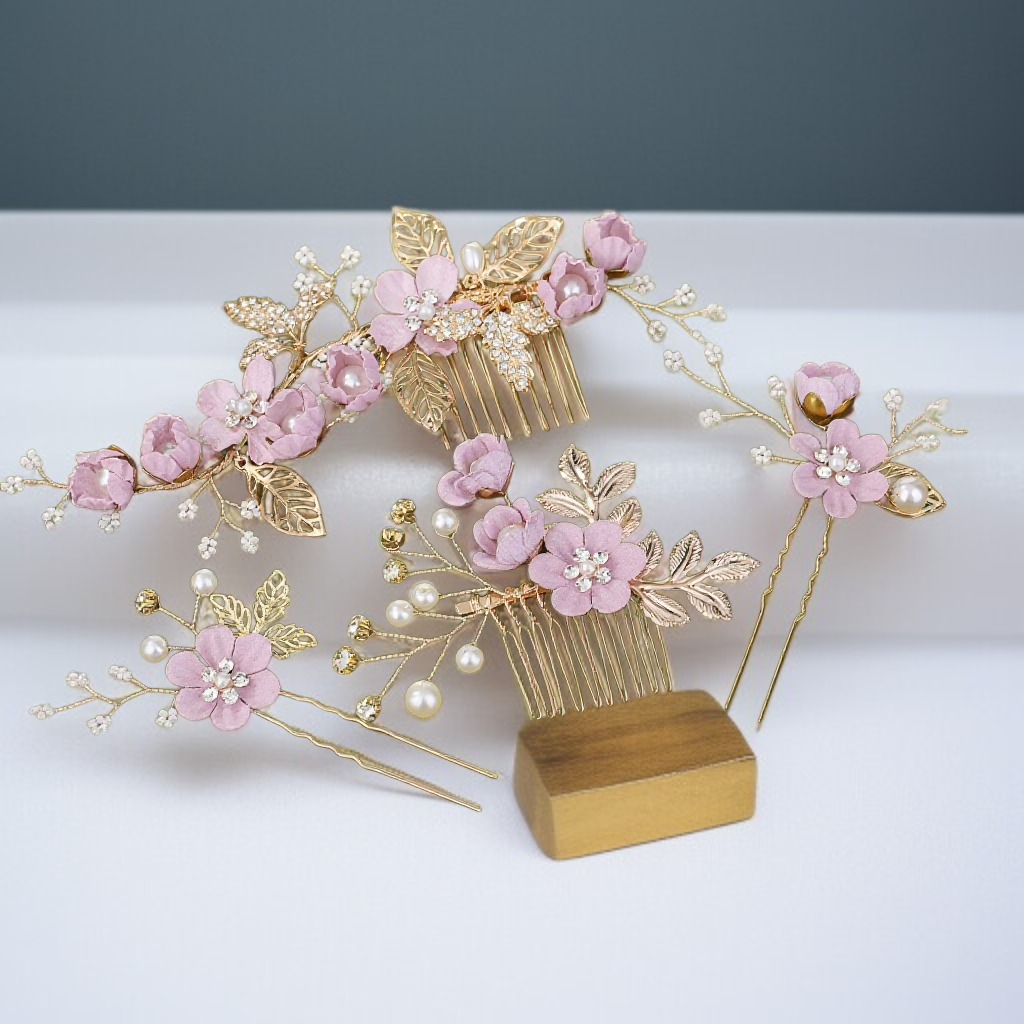 뉴포레스트 블루 플라워 헤드 꽃 머리핀