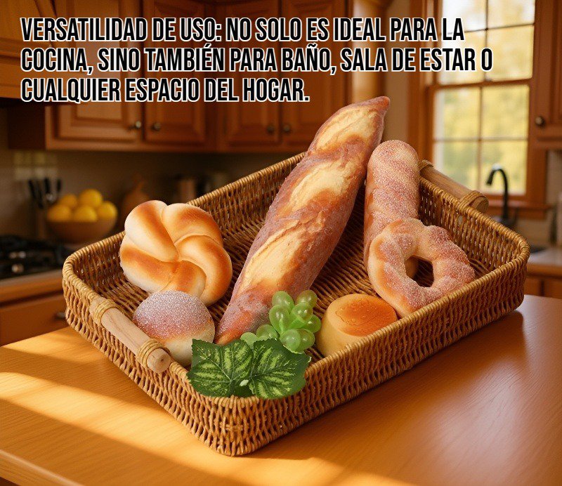 Cesta de almacenamiento rectangular de ratán para cocina sobre encimera