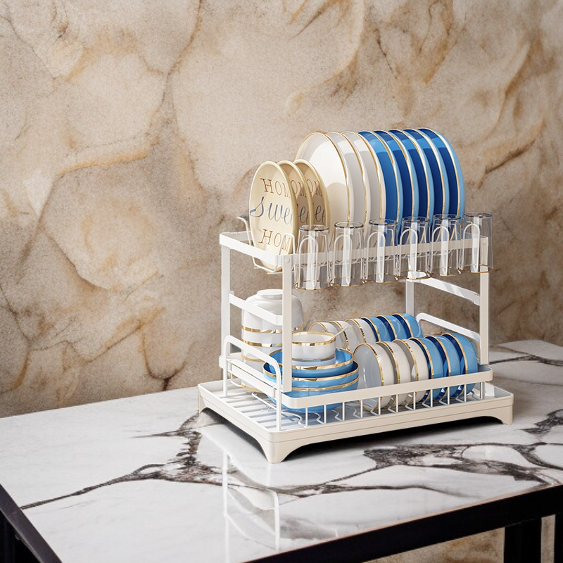 Durable dish rack with removable utensil holder