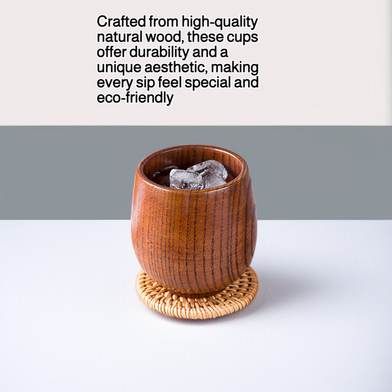 Wooden cup, large wooden cup, small wine glass, retro insulated restaurant tea cup