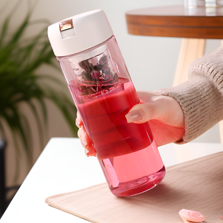 여름 휴대용 플라워티 컵 차와 물 분리 고급스러운 소녀 자석 플라스틱 컵