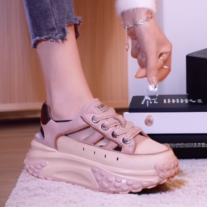 여성 스포츠 샌들 빈티지 가방 통굽 아빠 키높이 펀칭 샌들