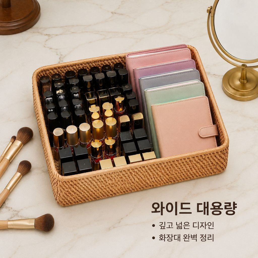 라탄 데스크탑 수납함