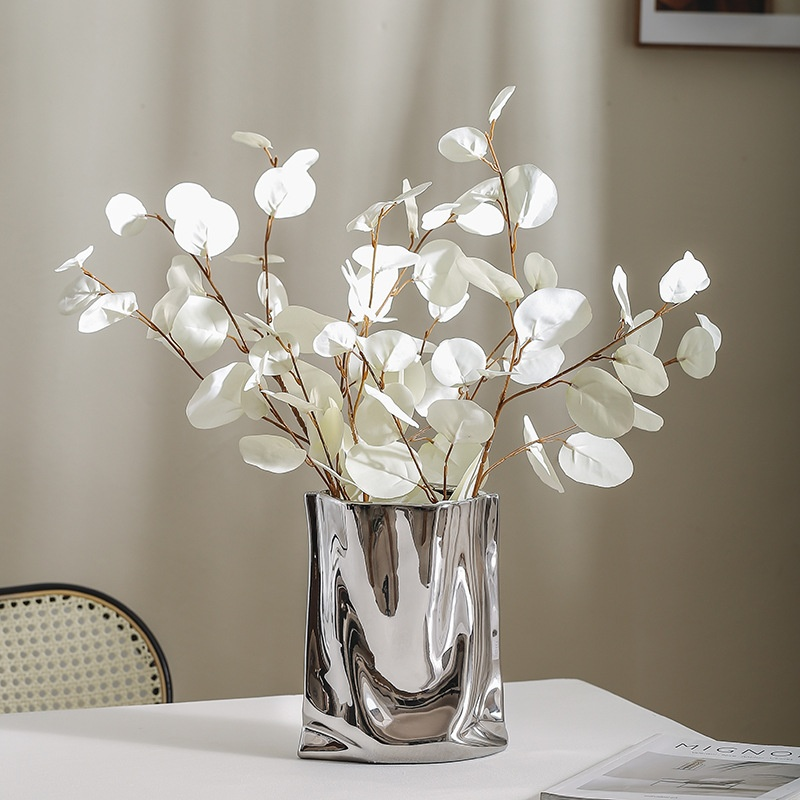 Silver Faux Flower Vase Decoration