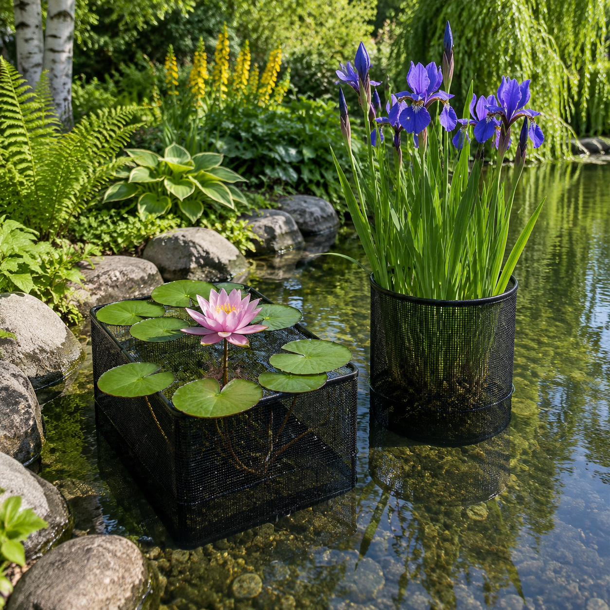 4er Set wiederverwendbare Netztöpfe für Wasserpflanzen, Teich und Wassergarten