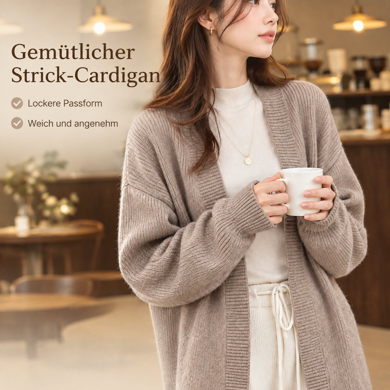 Langer, bequemer Strick-Cardigan für Damen