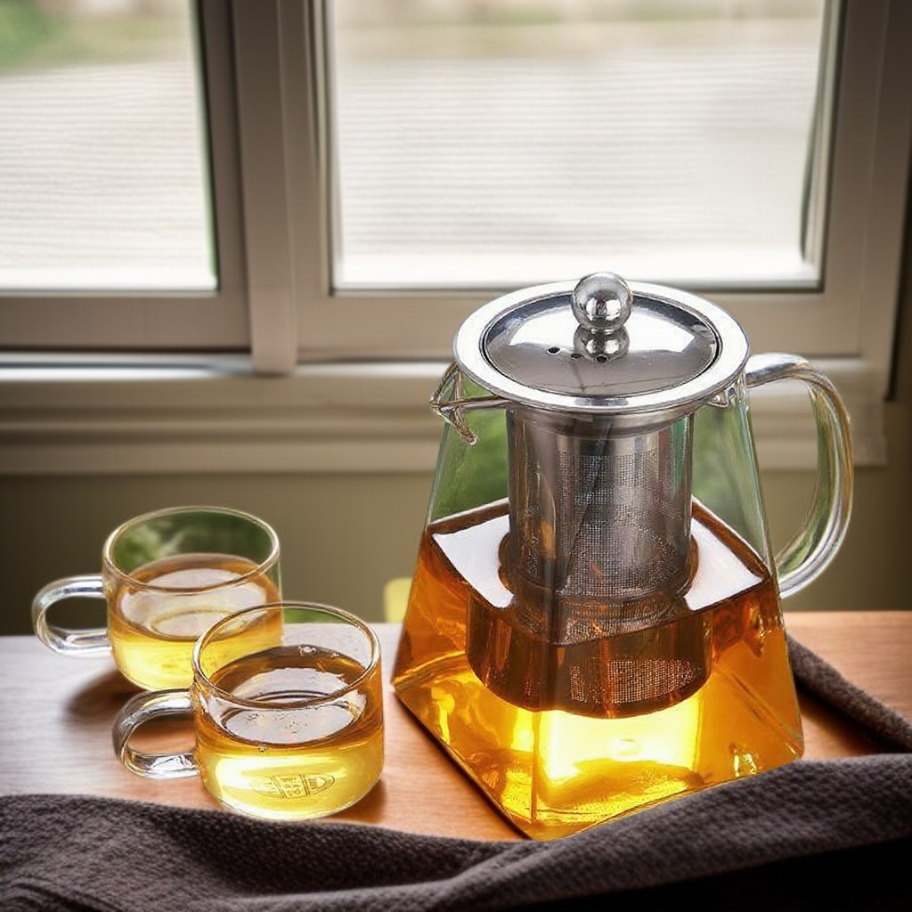 Heat resistant glass tea set for office