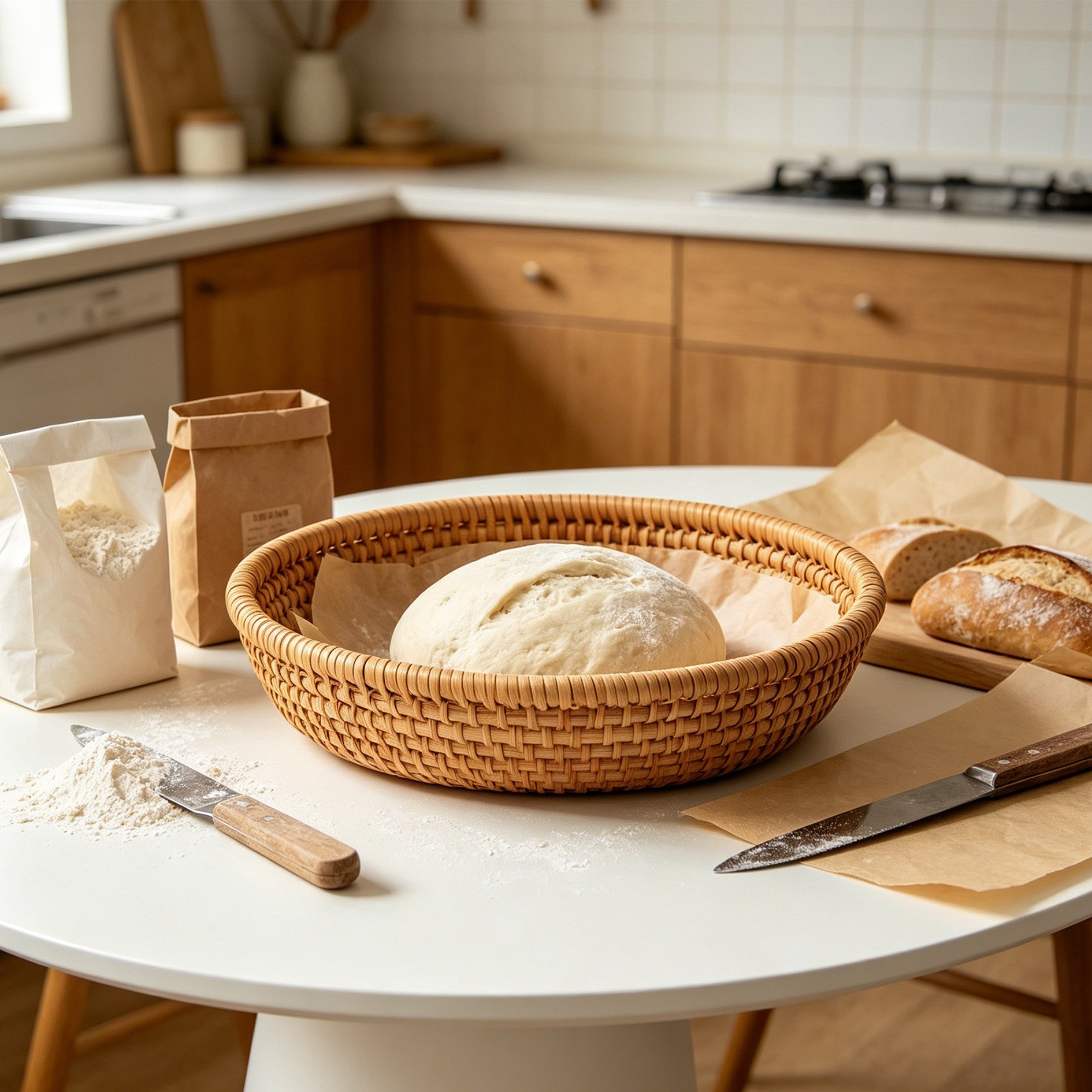 Gärkorb-Set aus Bobai-Rattan (4 Stück), traditionelles Handwerk