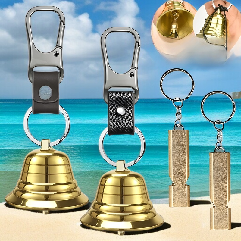 真鍮製クマよけベル 大口径 5CM 真鍮トーン 高音量 サバイバルホイッスル アウトドア ハイキング キャンプ 真鍮ベル クマよけベル 熊よけ用品 父の日ギフト 実用的なギフト