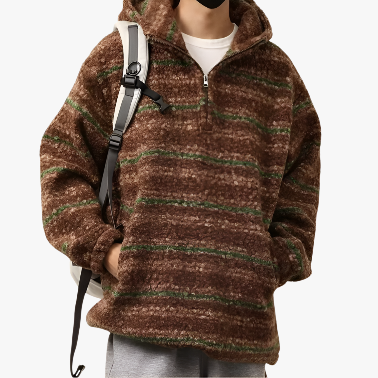 2026年春夏新作 メンズ トレンドのストライプ柄ルーズウールコートとレトロルーズニット