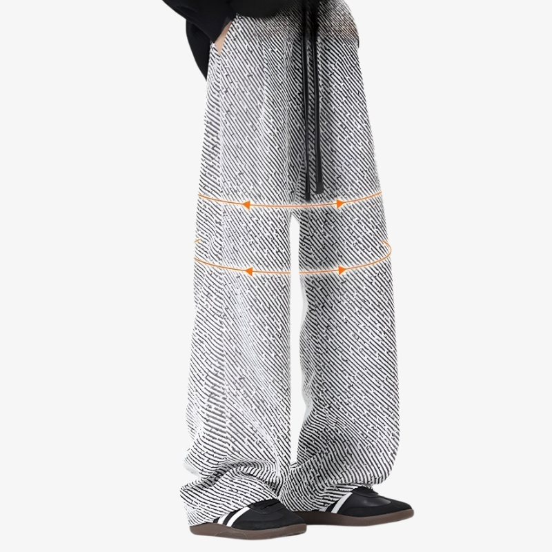 남성 편안한 와이드 슬림핏 사선 스트라이프 캐주얼 팬츠 패션 나른한 와이드 핏의 슬랙스 추동 미각 일자 와이드 팬츠