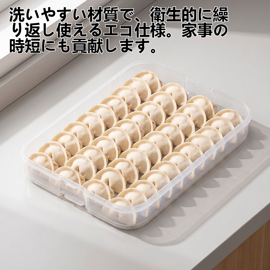 餃子を並べて保存できる家庭用容器