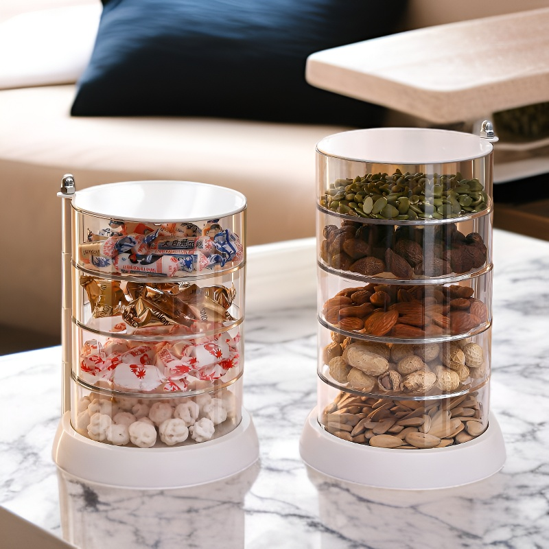투명 과일 접시 가정용 견과류 간식 다기능 회전 고급스러운 설날 접시