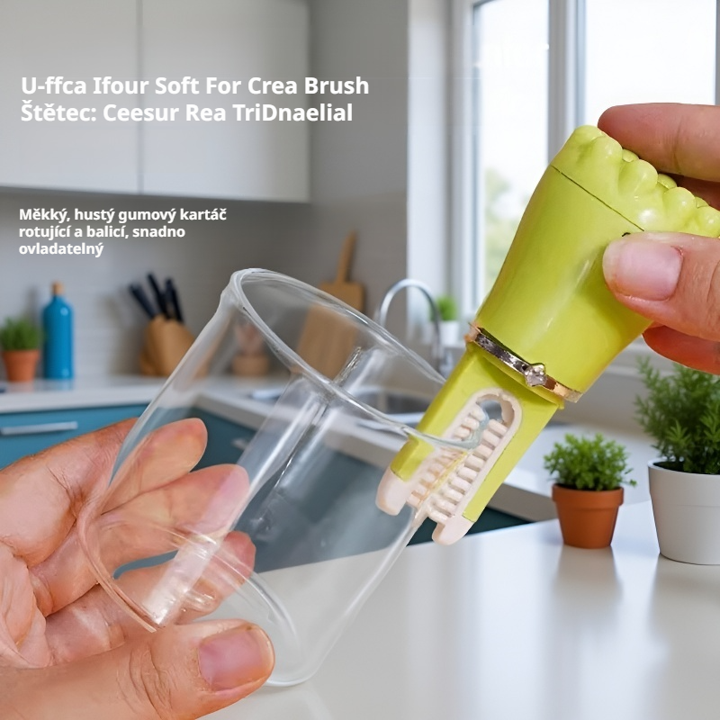 Dlouhá třív 1 čistící kartáč na poháry bez slepých míst