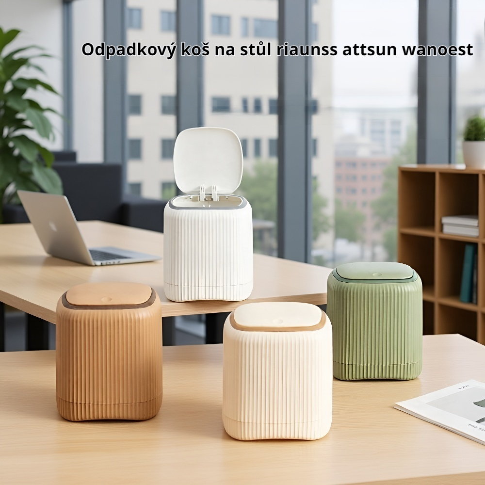 Malý stolní odpadkový koš s víkem, stlačitelný kryt