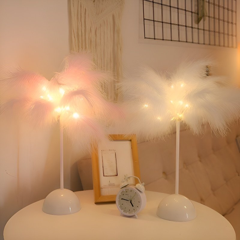 臥室羽毛檯燈