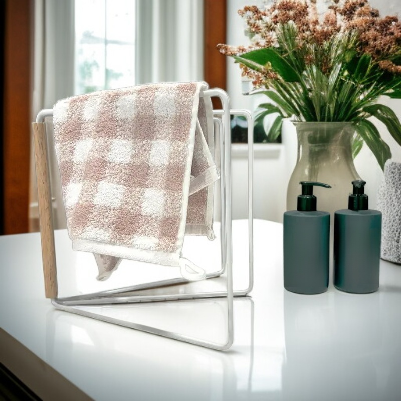 Wood Handle Foldable Dishcloth Hanger Mini Drying Rack