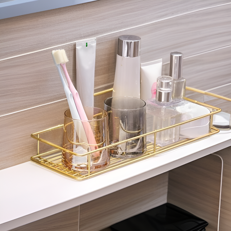Estante de almacenamiento para baño estilo nórdico sin perforaciones de hierro