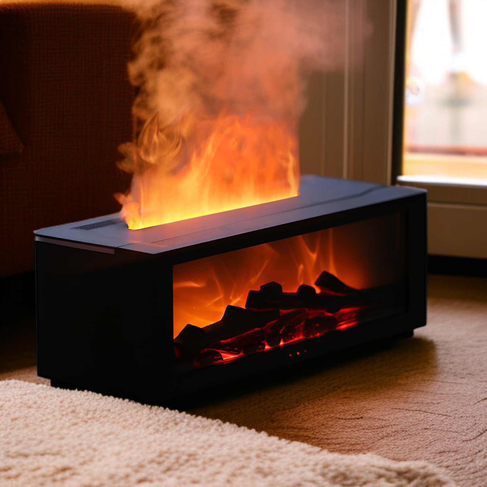 Humidificador creativo con aromaterapia de llama de chimenea de simulación genial de escritorio JMY