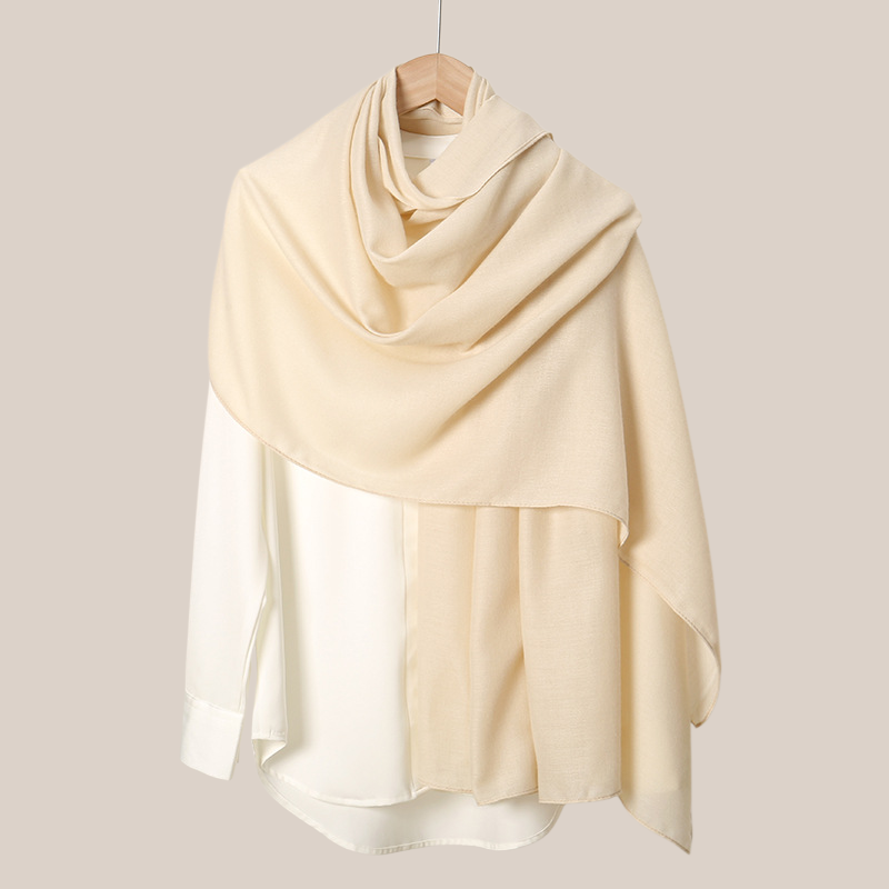  Bufanda de lino para mujer, color sólido