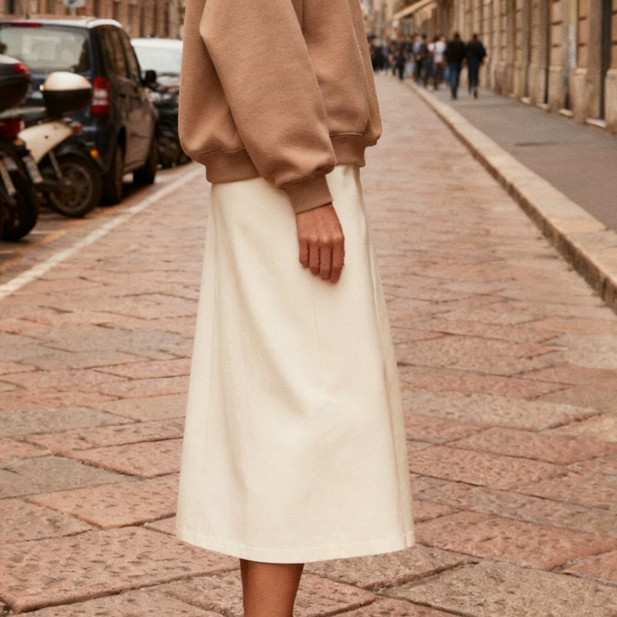 세련된 린넨 니렝스 스커트