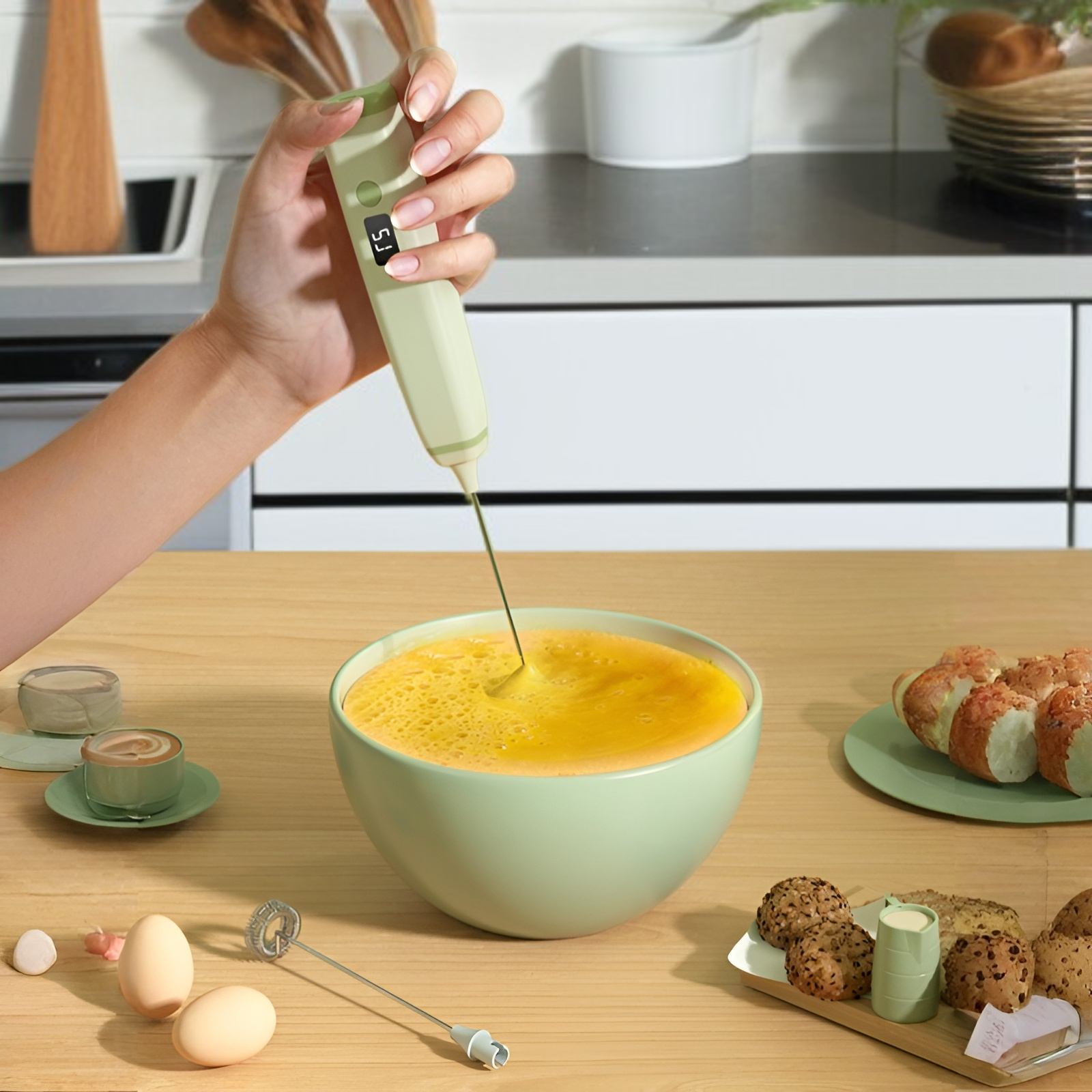 Espumador de leche inalámbrico multifuncional para leche, café y repostería