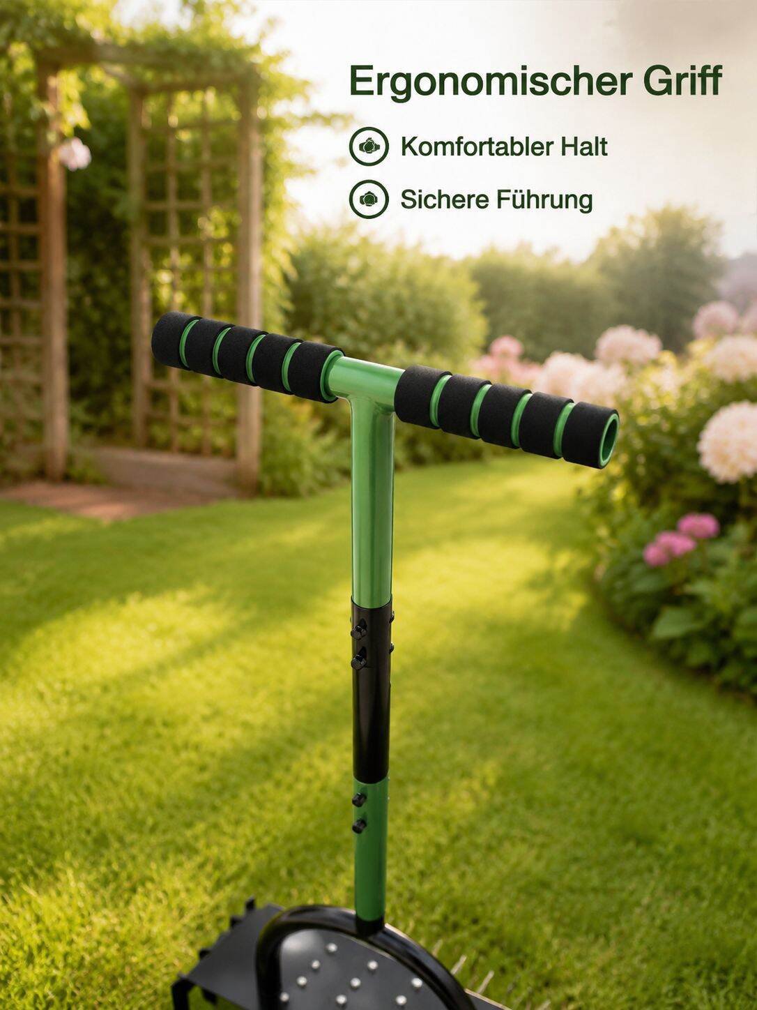 Rasen-Belüfter mit Kohlenstoffstahl, Handlauf-Design, geeignet für Garten und Rasen