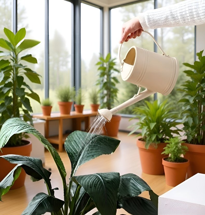 넉넉한 용량의 물뿌리개 사용 예시