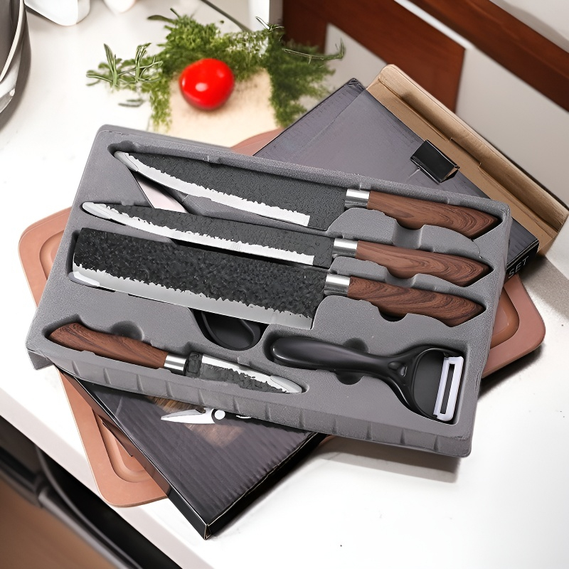 나무결 무늬로 도색된 스테인리스 스틸 주방칼