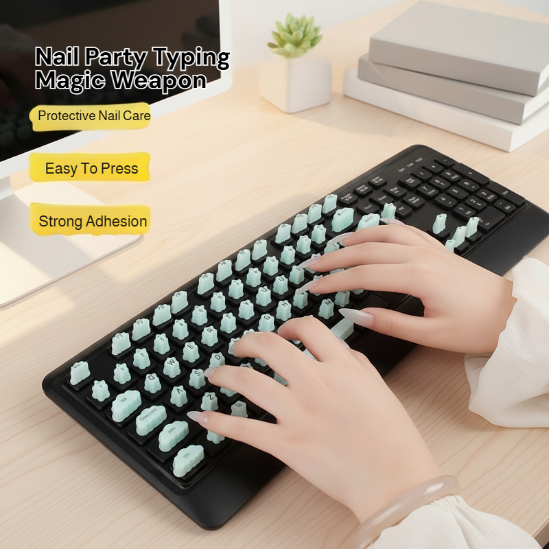 Manicure typing key cap Silicone keyboard girls nails typing without damage key cap