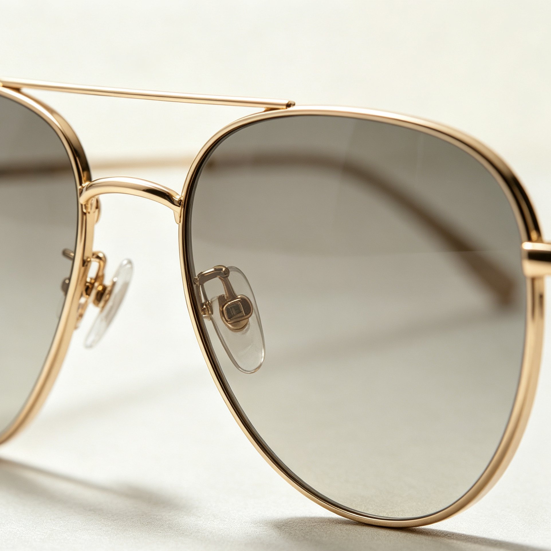 Model wearing stylish gold rim sunglasses outdoors