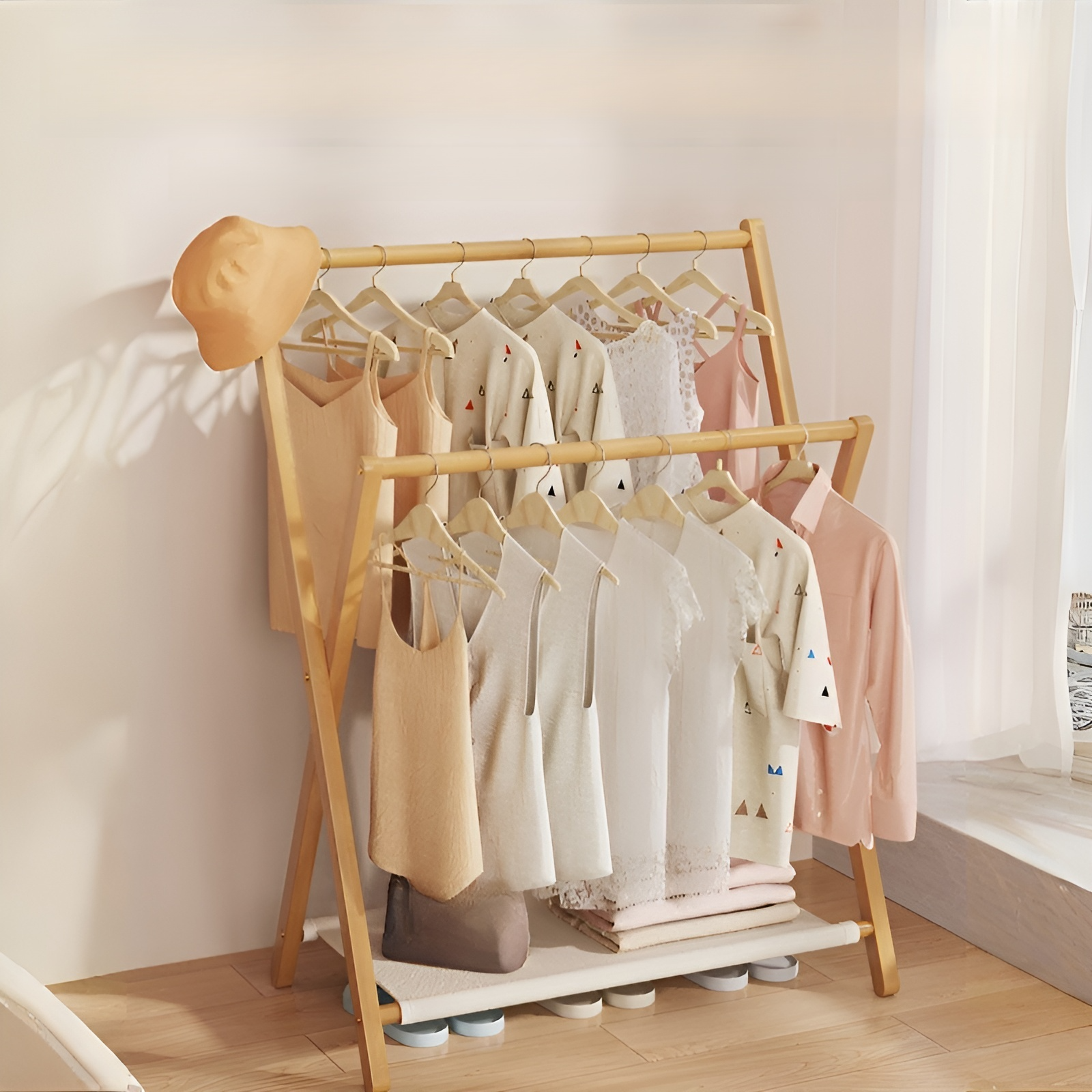 Perchero de Bambú Plegable para Interior