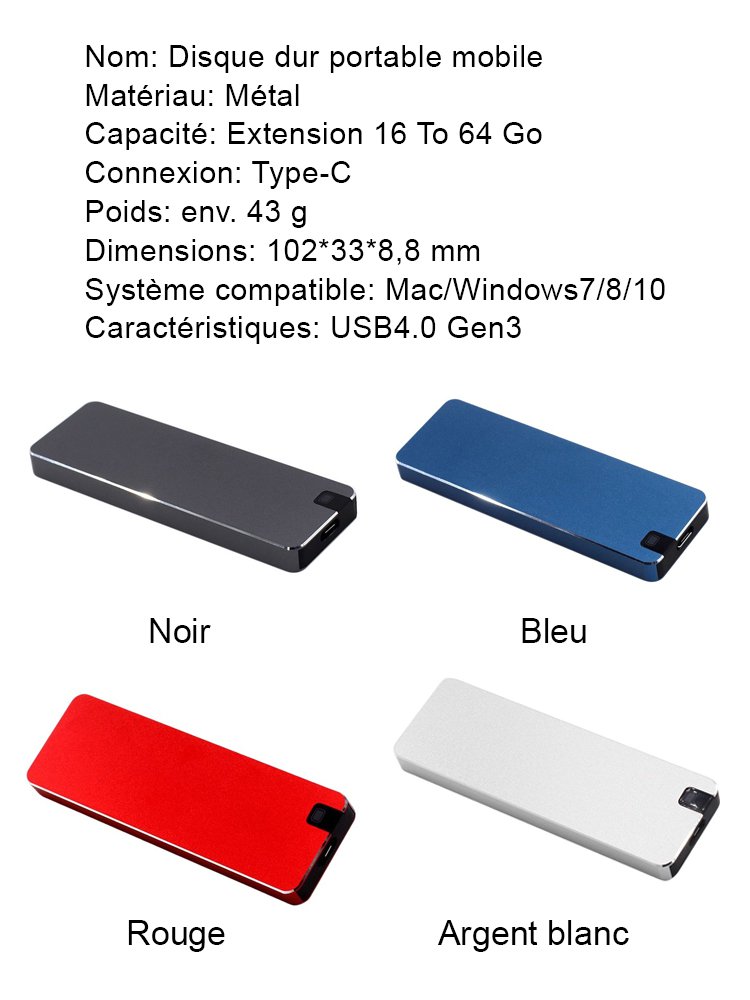【Transfert de données stable·rapide et entièrement sans perte】USB4.0 Gen3–SSD portable haute vitesse