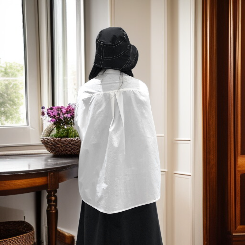 個性派山本風ダーク片側ボタン長袖シャツ