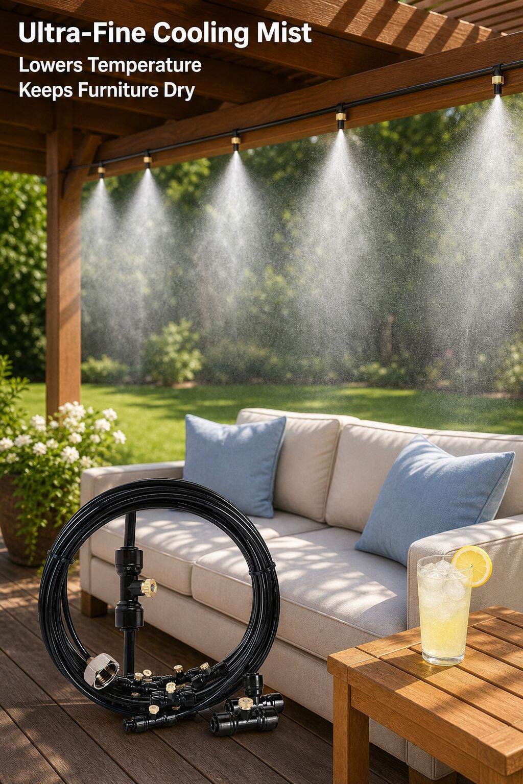 Garden Outdoor Low Pressure Cooling Misting Nozzle Kit