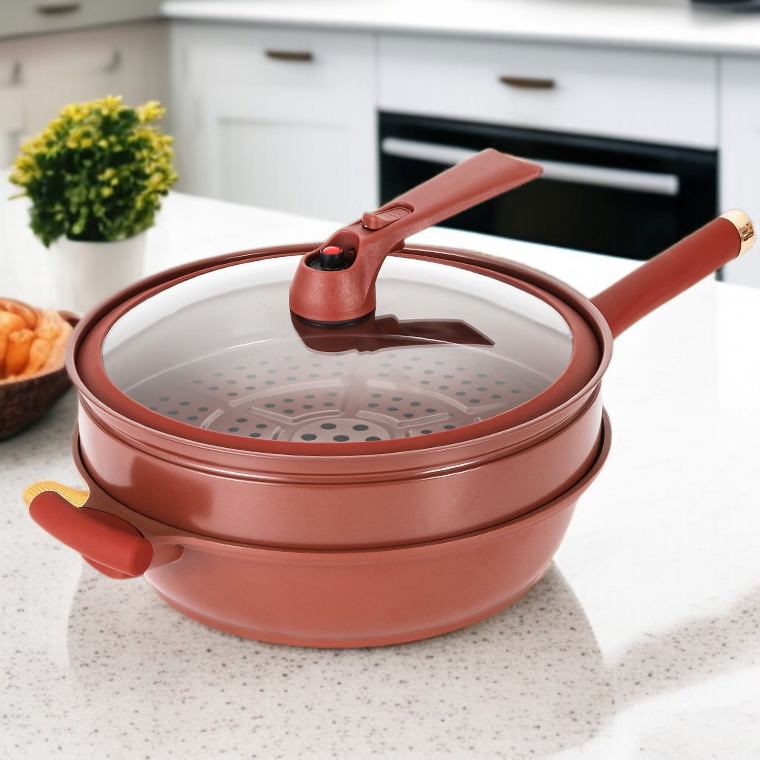 가정용 다기능 일체형 조리 냄비 보라색 모래 세라믹 논스틱 냄비 건강 클레이 찜기 웍 일체형 다기능 냄비