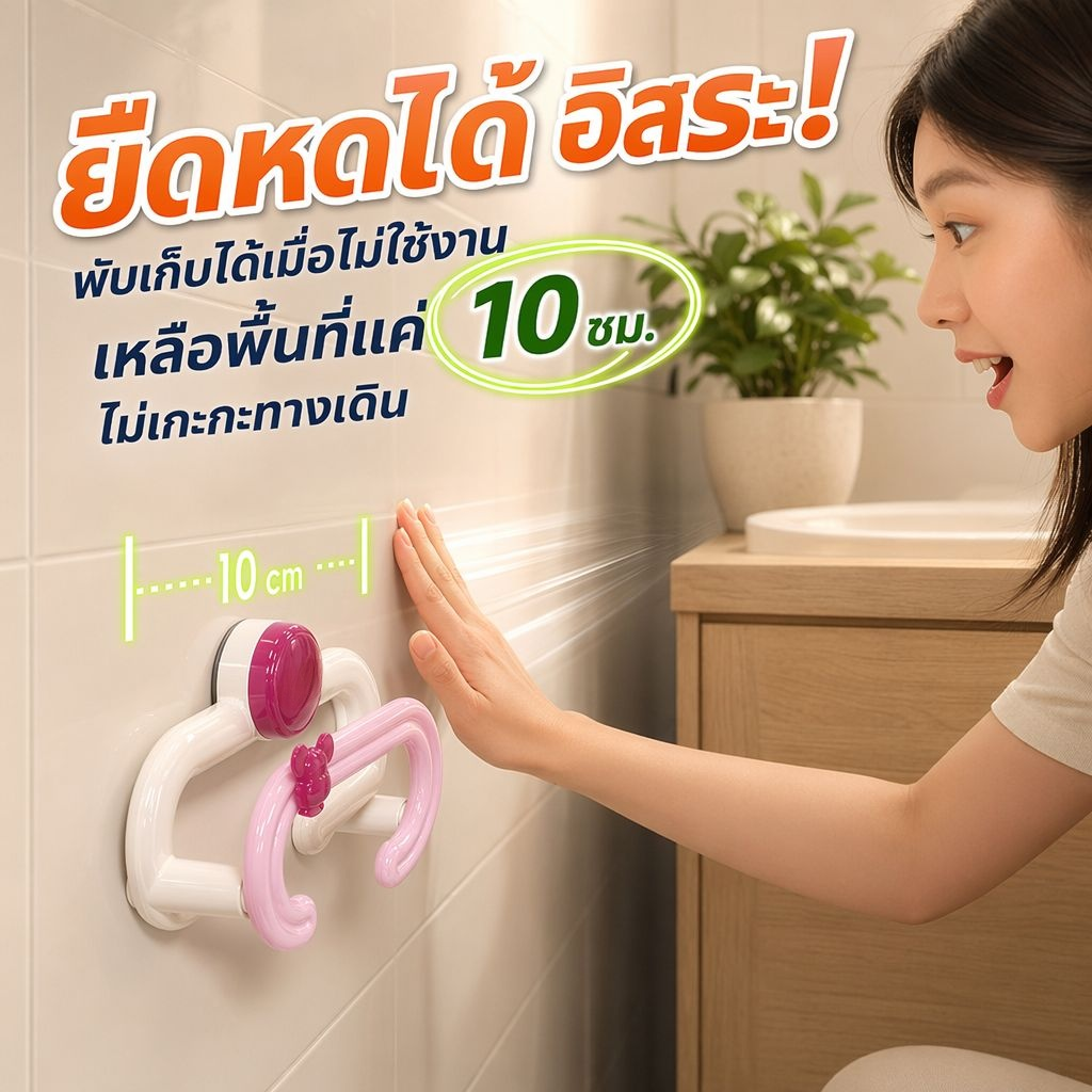 ที่แขวนกะละมังห้องน้ำ แบบติดผนังดูดสูญญากาศ ไม่ทิ้งรอย ปรับขยายได้