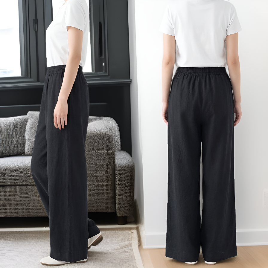 エレガントなスタイルの女性用ワイドフレアパンツ