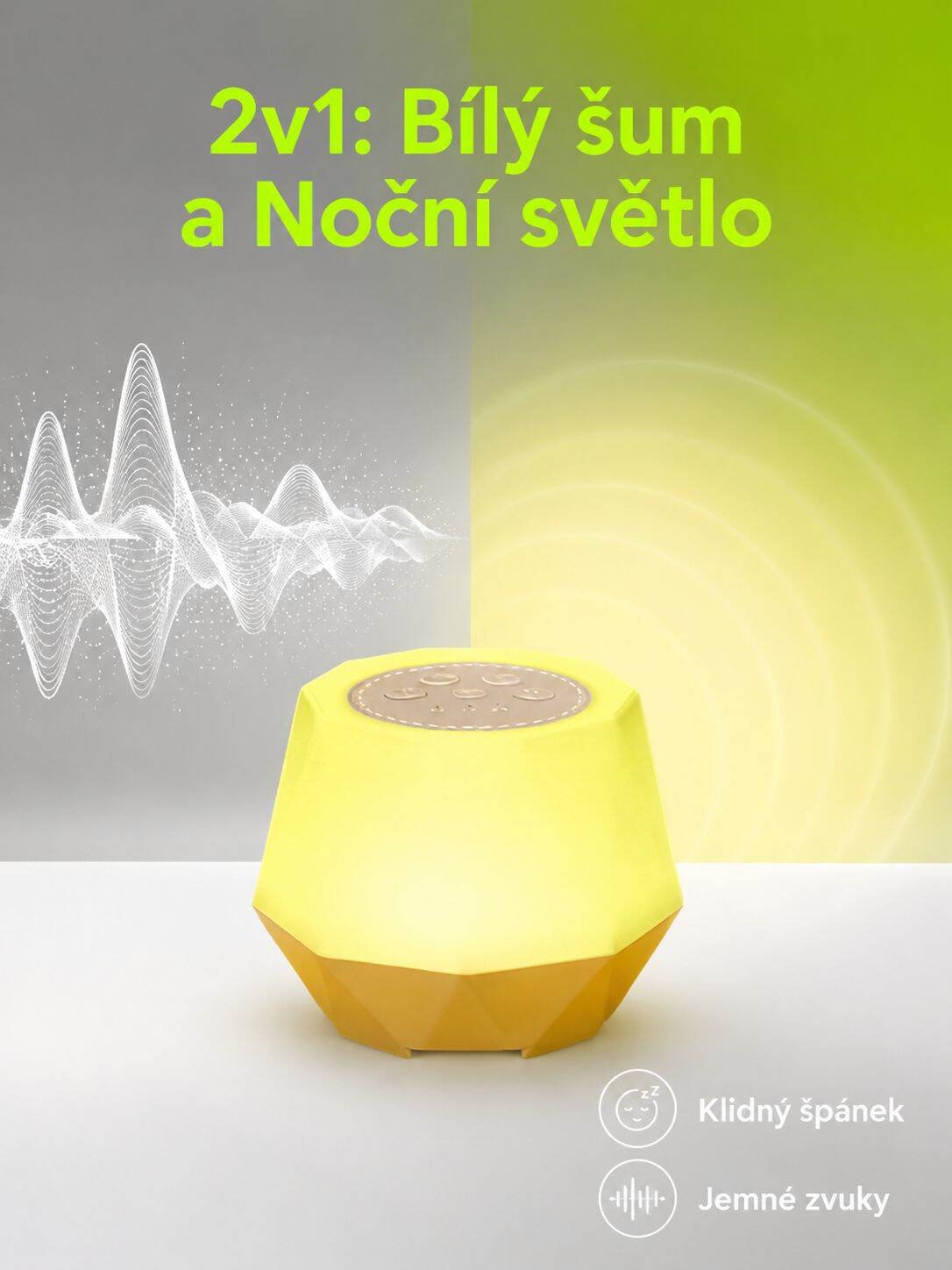 Chytré zařízení pro bílý šum na spaní, dobíjecí s nočním světlem