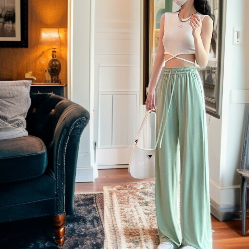 쿨 와이드 팬츠 여 여름 얇은 신상 모기기피 자외선 차단 일자 캐주얼 작은 키 쿨링 팬츠